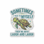 Grappige Schildpad Die Tegen Zichzelf Praat Vintag Sticker (Voorkant)
