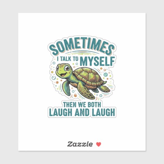 Grappige Schildpad Die Tegen Zichzelf Praat Vintag Sticker (Vel)