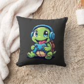 Grappige Schildpad Gamer Gameturtle Videospel (1) Kussen (Deken)