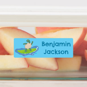 Grappige schildpad golf surfen cartoon gepersonali labels