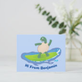 Grappige schildpad golfsurfen cartoon  briefkaart (Staand voorkant)