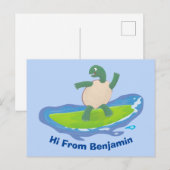 Grappige schildpad golfsurfen cartoon  briefkaart (Voorkant / Achterkant)