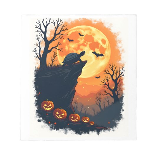 Grappige Schildpad Halloween Silhouet Spookachtige Notitieblok (Voorkant)