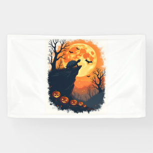 Grappige Schildpad Halloween Silhouet Spookachtige Spandoek