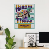 Grappige schildpad Hang er motivatie in Poster (Thuiskantoor)