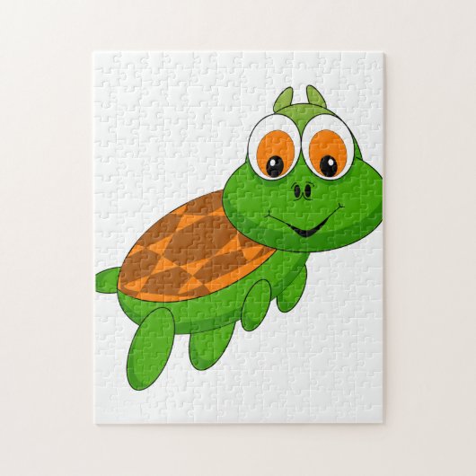 Grappige schildpad in groen en Sinaasappel Legpuzzel (Verticaal)