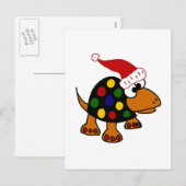 Grappige schildpad in Santa Hat Christmas Art Feestdagenkaart (Voorkant / Achterkant)
