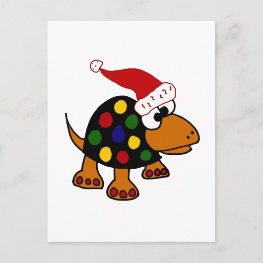 Grappige schildpad in Santa Hat Christmas Art Feestdagenkaart (Voorkant)