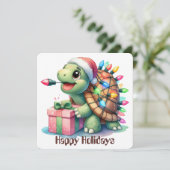 Grappige Schildpad Kerst Kaart (Staand voorkant)