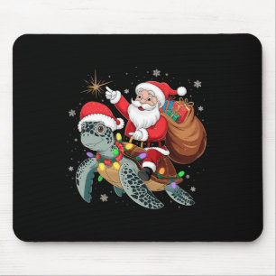 Grappige Schildpad Kerstman Kerst Santa Ridder Zee Muismat