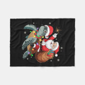 Grappige Schildpad Kerstman Rijden Zee Schildpad X Fleece Deken (Voorkant (Horizontaal))