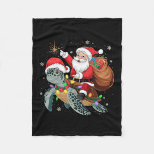 Grappige Schildpad Kerstman Rijden Zee Schildpad X Fleece Deken