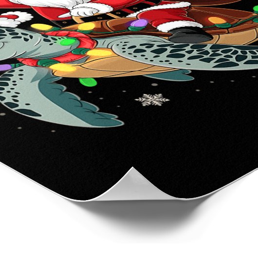 Grappige Schildpad Kerstman Rijden Zee Schildpad X Poster (Hoek)