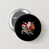Grappige Schildpad Kerstman Rijden Zee Schildpad X Ronde Button 5,7 Cm (Voorkant /achterkant)