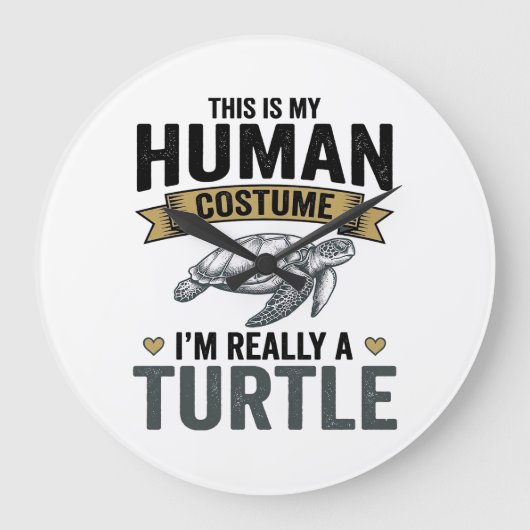 Grappige Schildpad Kostuum Vintage Gravure Ontwerp Grote Klok (Voorkant)