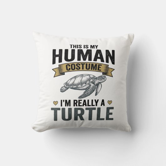 Grappige Schildpad Kostuum Vintage Gravure Ontwerp Kussen (Voorkant)