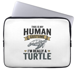 Grappige Schildpad Kostuum Vintage Gravure Ontwerp Laptop Sleeve