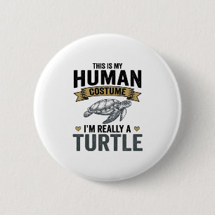 Grappige Schildpad Kostuum Vintage Gravure Ontwerp Ronde Button 5,7 Cm