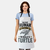 Grappige Schildpad Kostuum Vintage Gravure Ontwerp Schort (Gedragen)