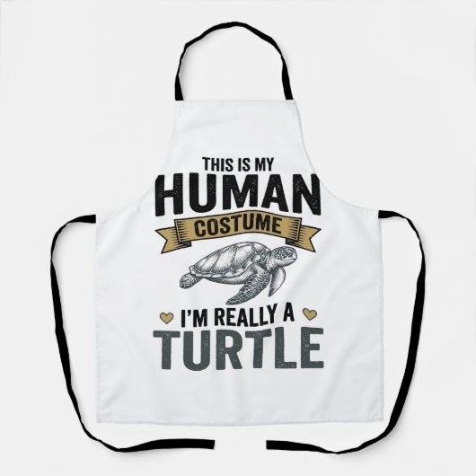 Grappige Schildpad Kostuum Vintage Gravure Ontwerp Schort (Voorkant)