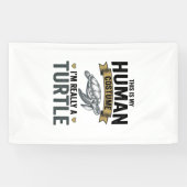 Grappige Schildpad Kostuum Vintage Gravure Ontwerp Spandoek (Horizontaal)