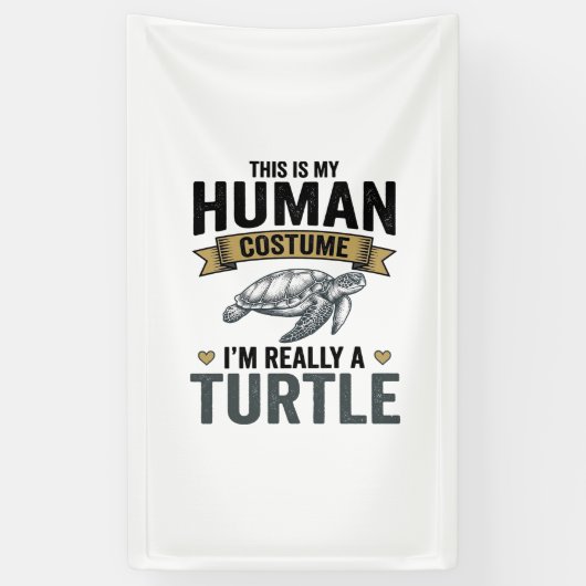 Grappige Schildpad Kostuum Vintage Gravure Ontwerp Spandoek (Verticaal)