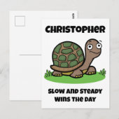 Grappige Schildpad Langzaam En Gestaag Aangepaste  Briefkaart (Voorkant / Achterkant)