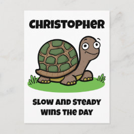 Grappige Schildpad Langzaam En Gestaag Aangepaste Briefkaart