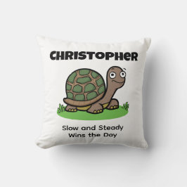 Grappige Schildpad Langzaam En Gestaag Aangepaste Kussen