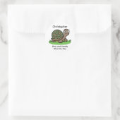 Grappige Schildpad Langzaam En Gestaag Aangepaste Ronde Sticker (Tas)