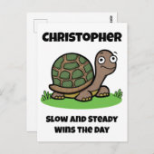 Grappige schildpad langzaam en stabiel aangepaste briefkaart (Voorkant / Achterkant)