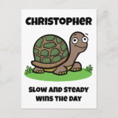 Grappige schildpad langzaam en stabiel aangepaste briefkaart (Voorkant)