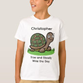 Grappige schildpad langzaam en stabiel aangepaste t-shirt (Voorkant)