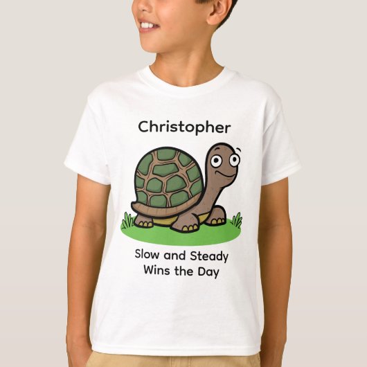 Grappige schildpad langzaam en stabiel aangepaste  t-shirt (Voorkant)