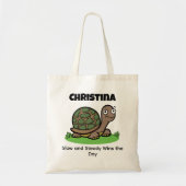 Grappige schildpad langzaam en stabiel aangepaste tote bag (Voorkant)