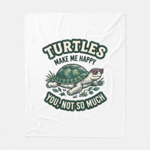 Grappige Schildpad Maakt Me Gelukkig Vintage Fleece Deken