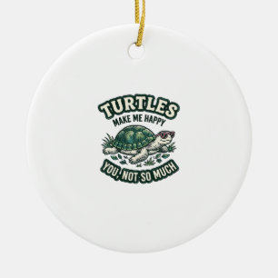 Grappige Schildpad Maakt Me Gelukkig Vintage Keramisch Ornament