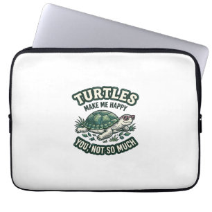 Grappige Schildpad Maakt Me Gelukkig Vintage  Laptop Sleeve