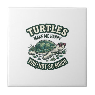 Grappige Schildpad Maakt Me Gelukkig Vintage Tegeltje