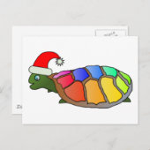Grappige schildpad met kerstmuts feestdagenkaart (Voorkant / Achterkant)