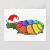 Grappige schildpad met kerstmuts feestdagenkaart (Voorkant)