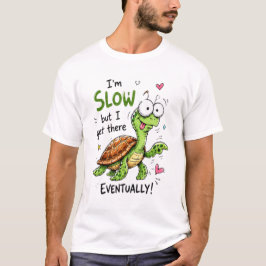 Grappige Schildpad Motivatie Cartoon Citaat Ontwer T-shirt
