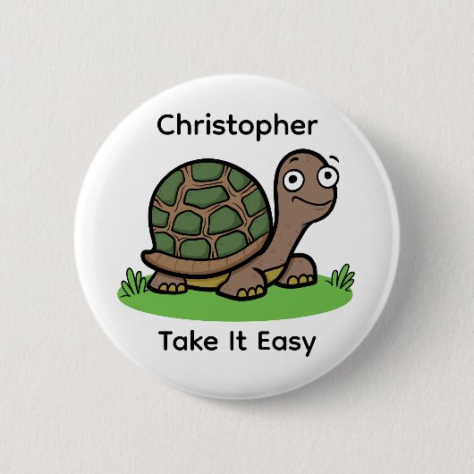 Grappige Schildpad Neem het Leven Licht Aangepaste Ronde Button 5,7 Cm (Voorkant)