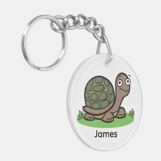 Grappige schildpad op maat sleutelhanger (Voorkant Links)