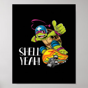 Grappige Schildpad Op Skateboard Met Schelp Ja Ska Poster