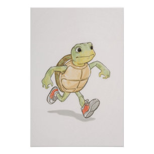 Grappige Schildpad Poster Cartoon Wandkunst