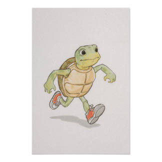 Grappige Schildpad Poster | Cartoon Wandkunst
