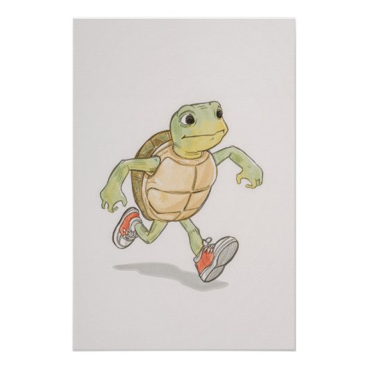 Grappige Schildpad Poster | Cartoon Wandkunst (Voorkant)