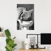 Grappige Schildpad Toiletprint, Krant Lezen Poster (Thuiskantoor)