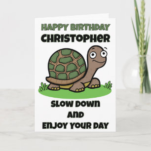 Grappige Schildpad Verjaardag Langzaam En Gestaag Kaart